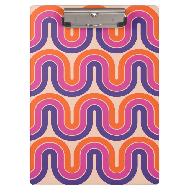 Colourful Retro Geometric Wave Design Clipboard (Front)