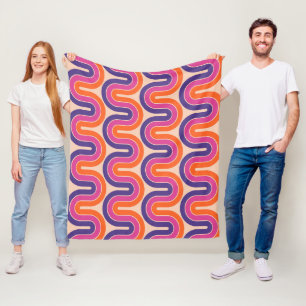 Colourful Retro Geometric Wave Design Fleece Blanket
