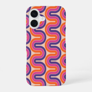 Colourful Retro Geometric Wave Design iPhone 16 Case