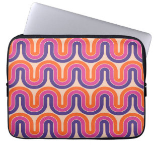 Colourful Retro Geometric Wave Design Laptop Sleeve