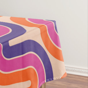 Colourful Retro Geometric Wave Design Tablecloth