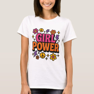 Colourful Retro Girl Power T-Shirt