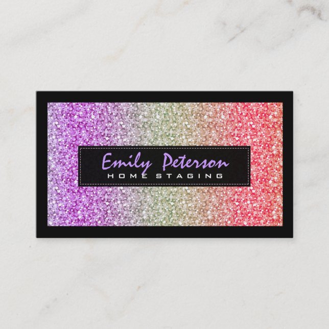 Colourful Retro Glitter Pattern Business Card (Front)