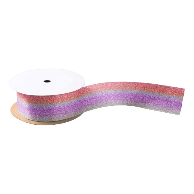 Colourful Retro Glitter Pattern Satin Ribbon (Spool)