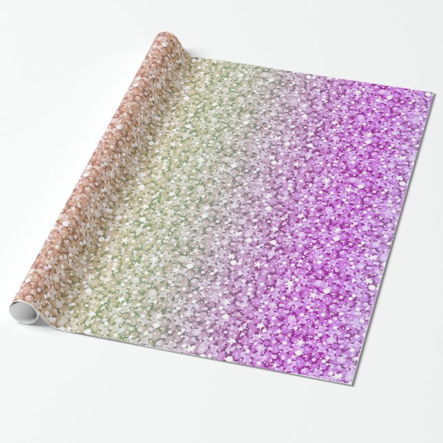 Colourful Retro Glitter Pattern Wrapping Paper (Unrolled)