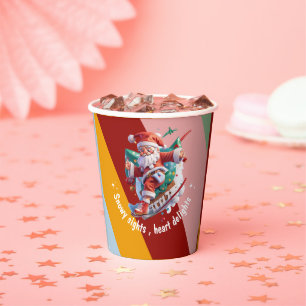 Colourful Retro Groovy and Bright Christmas Paper Cups