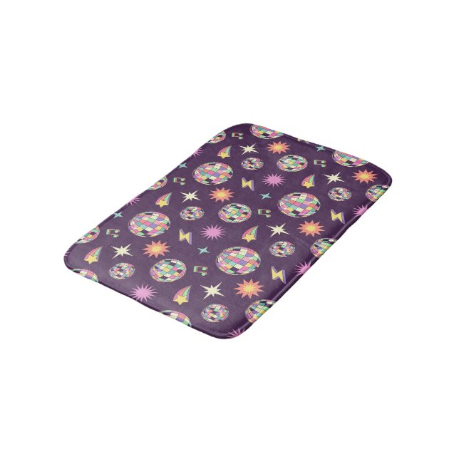 Colourful Retro Groovy Disco Pattern Bath Mat (Angled)