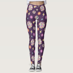 Colourful Retro Groovy Disco Pattern Leggings