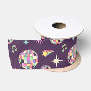 Colourful Retro Groovy Disco Pattern Satin Ribbon