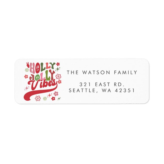Colourful Retro Groovy Holly Jolly Vibes Holiday (Front)