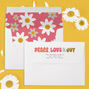 Colourful Retro Groovy Peace Love Joy Holiday Envelope