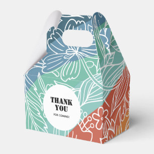 Colourful Retro Groovy Rainbow Floral Birthday Favour Box