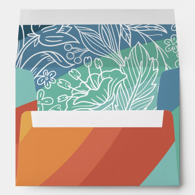 Colourful Retro Groovy Rainbow Floral Envelope (Back (Bottom))