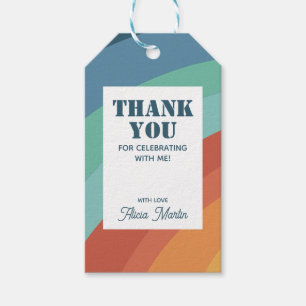 Colourful Retro Groovy Rainbow Thank You Gift Tags