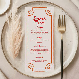 Colourful Retro Hand Written Wedding Flat Menu
