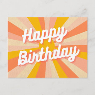 Colourful Retro Happy Birthday postcard