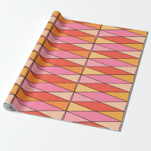 Colourful Retro Harlequin Pattern Pink Wrapping Paper