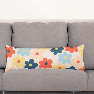 Colourful Retro Hippie Flower Pattern Body Cushion