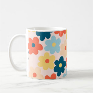 Colourful Retro Hippie Flower Pattern Coffee Mug