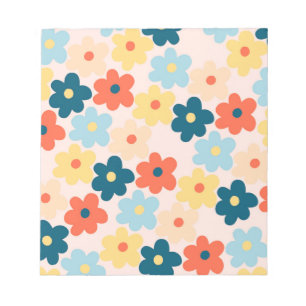 Colourful Retro Hippie Flower Pattern Notepad
