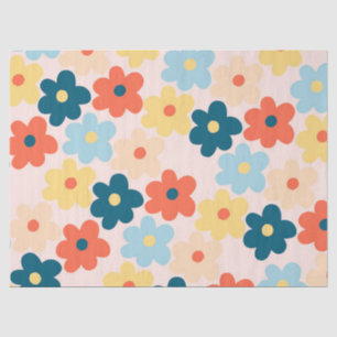 Colourful Retro Hippie Flower Pattern Tissue Paper