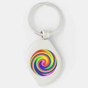 Colourful Retro Hippie Rainbow Swirl  Key Ring