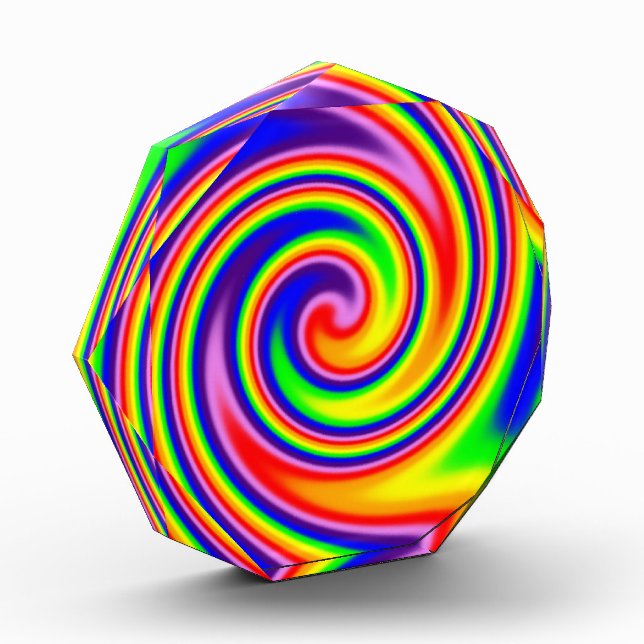 Colourful Retro Hippie Spiral Rainbow Swirl Photo Block (Left)