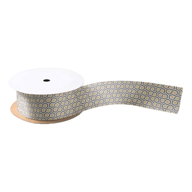Colourful Retro Honeycomb Grid Pattern Satin Ribbon (Spool)
