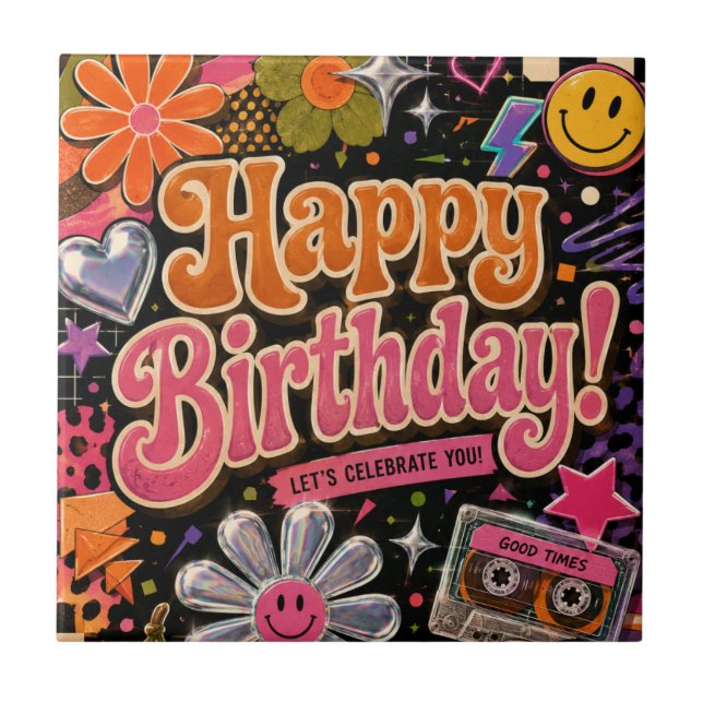 Colourful Retro-Inspired Design with Typography Tile (Front)