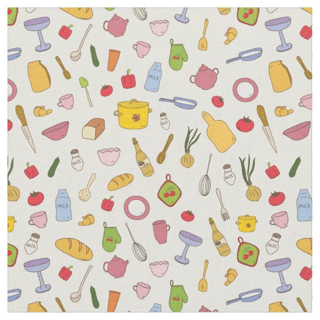 Colourful Retro Kitchen Fabric (Close Up)