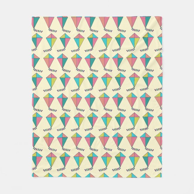 Colourful Retro Kite Pattern Fleece Blanket (Front)