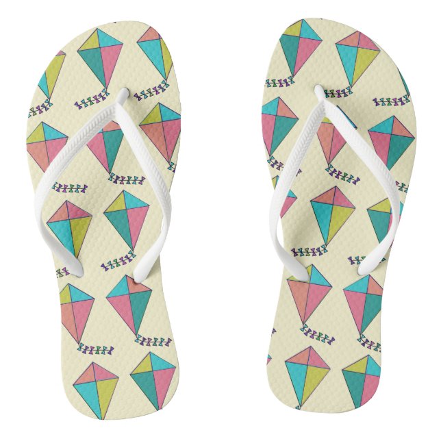Colourful Retro Kite Pattern Jandals (Footbed)