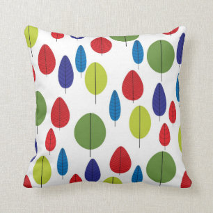 Colourful Retro Leaves Cushion