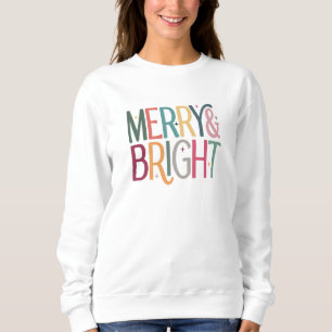 Colourful Retro Merry and Bright Stars Sweatshirt