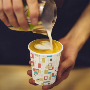 Colourful Retro Mid-Century Geometric Shapes Paper Cups