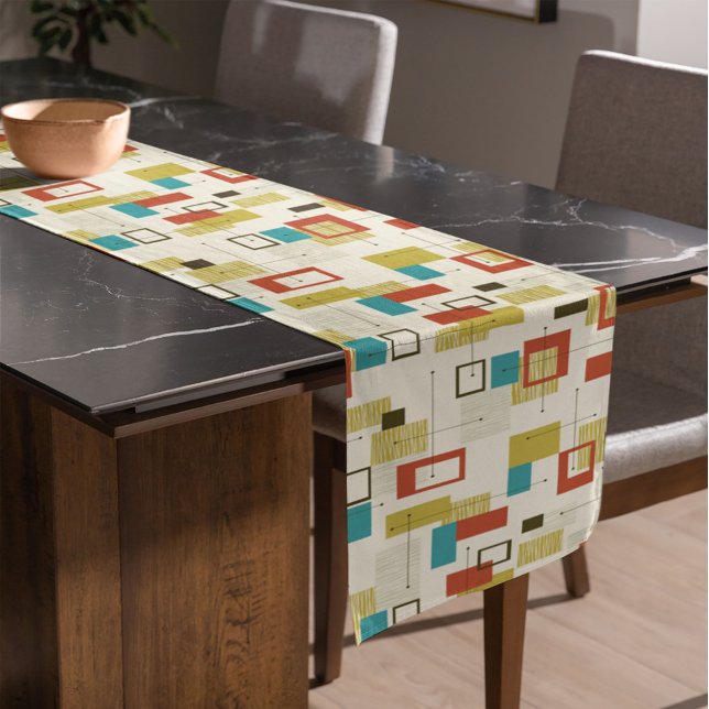 Colourful Retro Mid-Century Geometric Shapes Short Table Runner (Creator Uploaded)