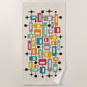 Colourful Retro Mid Century Modern Atomic Abstract Beach Towel