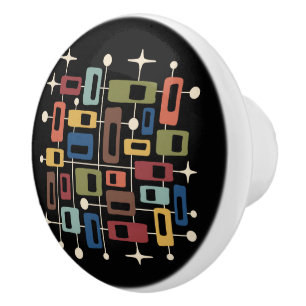 Colourful Retro Mid Century Modern Atomic Abstract Ceramic Knob