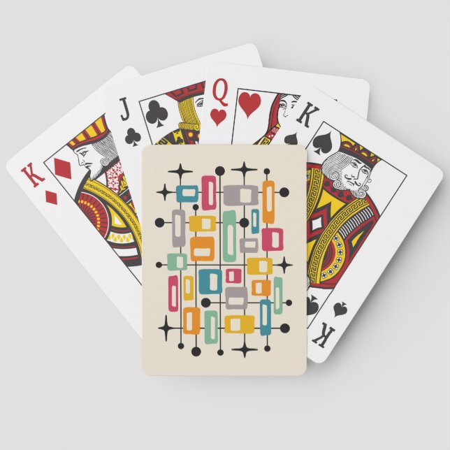 Colourful Retro Mid Century Modern Atomic Abstract Playing Cards (Back)