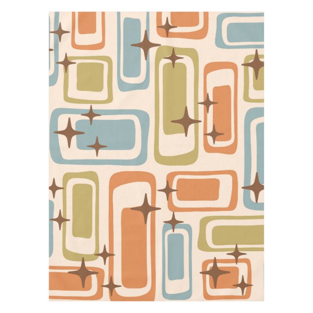 Colourful Retro Mid Century Modern Atomic Abstract Tablecloth (Front)