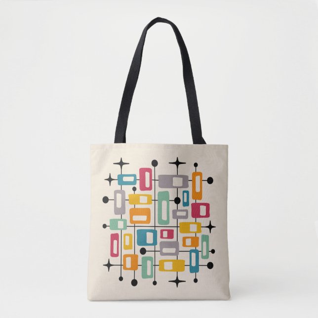 Colourful Retro Mid Century Modern Atomic Abstract Tote Bag (Front)