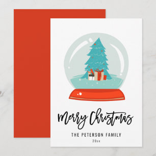 Colourful Retro Mid-century Modern Tree Snow Globe Holiday Card