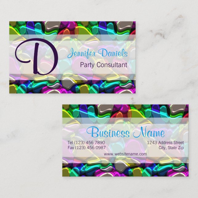 Colourful Retro Modern Abstract Shapes Pattern Business Card (Front/Back)