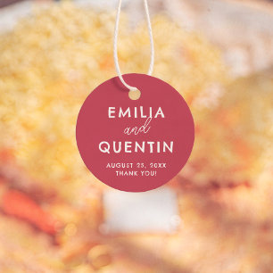 Colourful Retro Modern Cherry Red Wedding Thank Yo Favour Tags