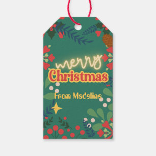 Colourful retro modern Christmas party invitation Gift Tags