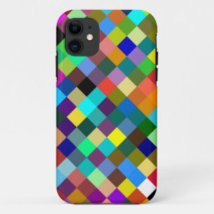 Colourful Retro Modern Squares Pattern 2 iPhone 11 Case