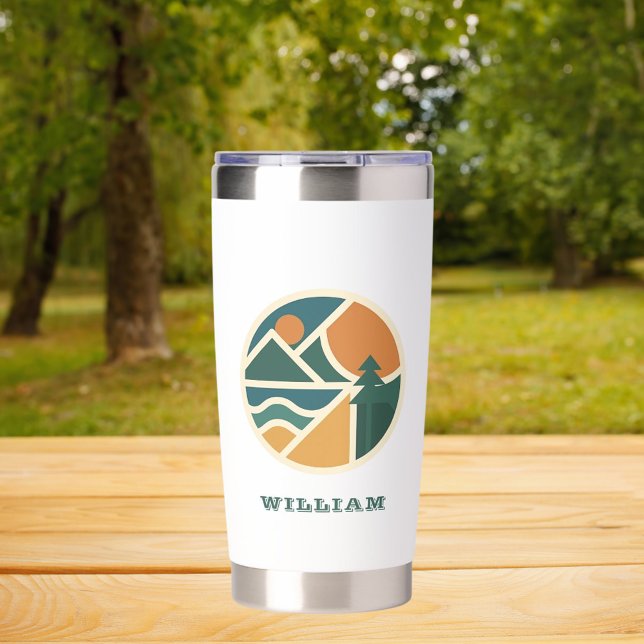 Colourful Retro Mountain Adventure Camping Insulated Tumbler (Creator Uploaded)