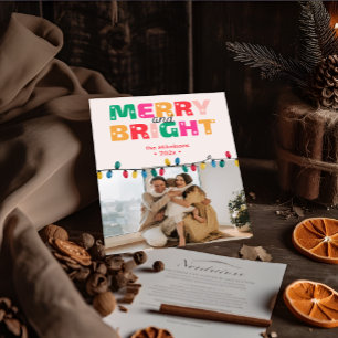 Colourful Retro Multi Photo Christmas Holiday Card