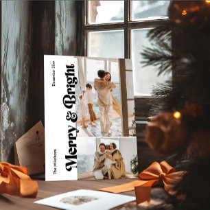 Colourful Retro Multi Photo Christmas Holiday Card
