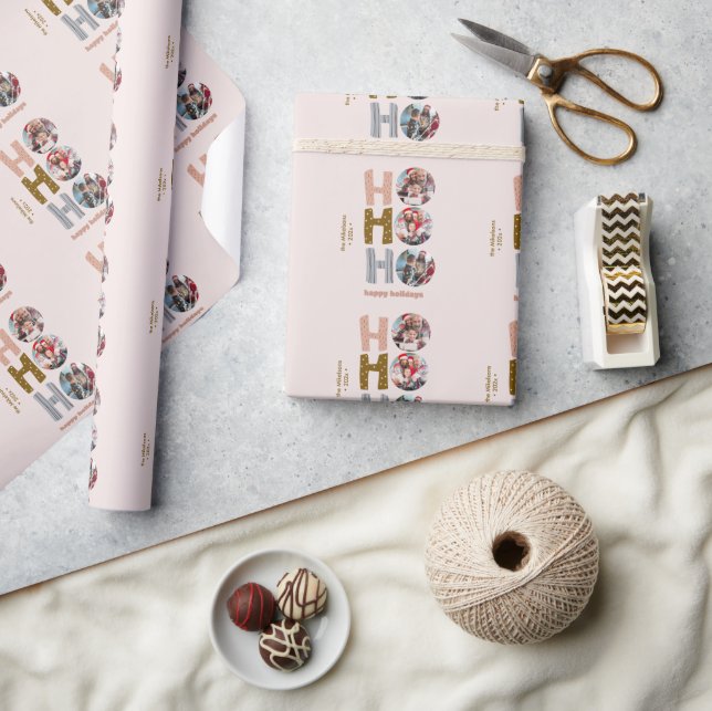 Colourful Retro Multi Photo Christmas Wrapping Paper (Crafts)